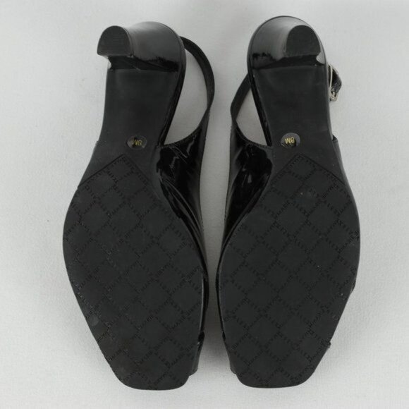 Alex Marie Women's Size 8 Black Patent Leather Slingback Peep Toe Heels - Picture 6 of 10